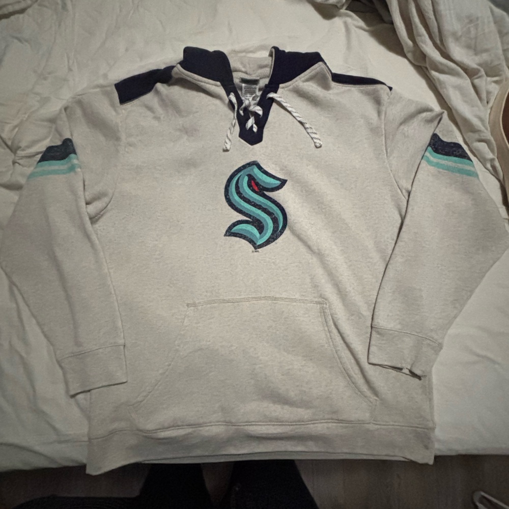 Seattle Kraken cream Lace-up Hoodie
